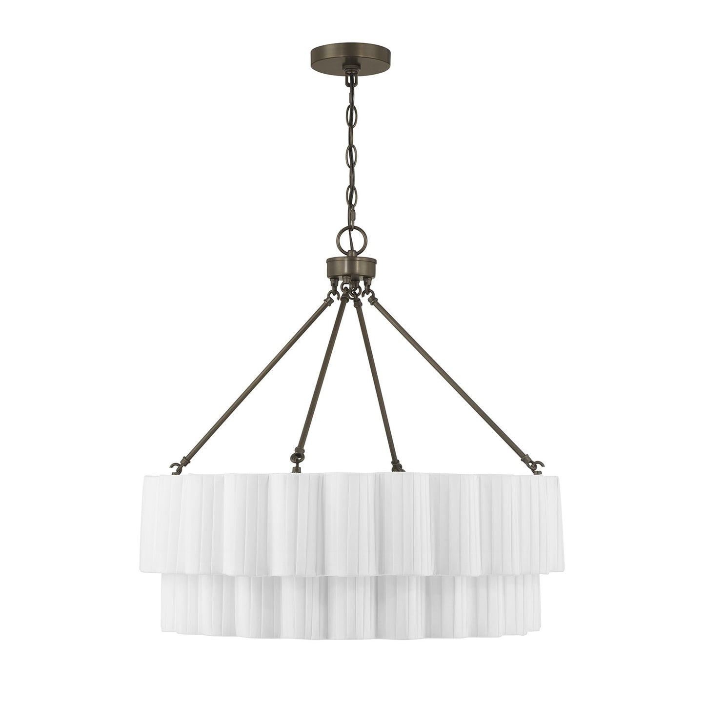 Savoy House Tucker 26in 4-Light Pendant | Soft Modern Mediterranean Bronze and White Pleated Fabric | Dining Room & Living Room | 26 in | Model 7-1999-4-15