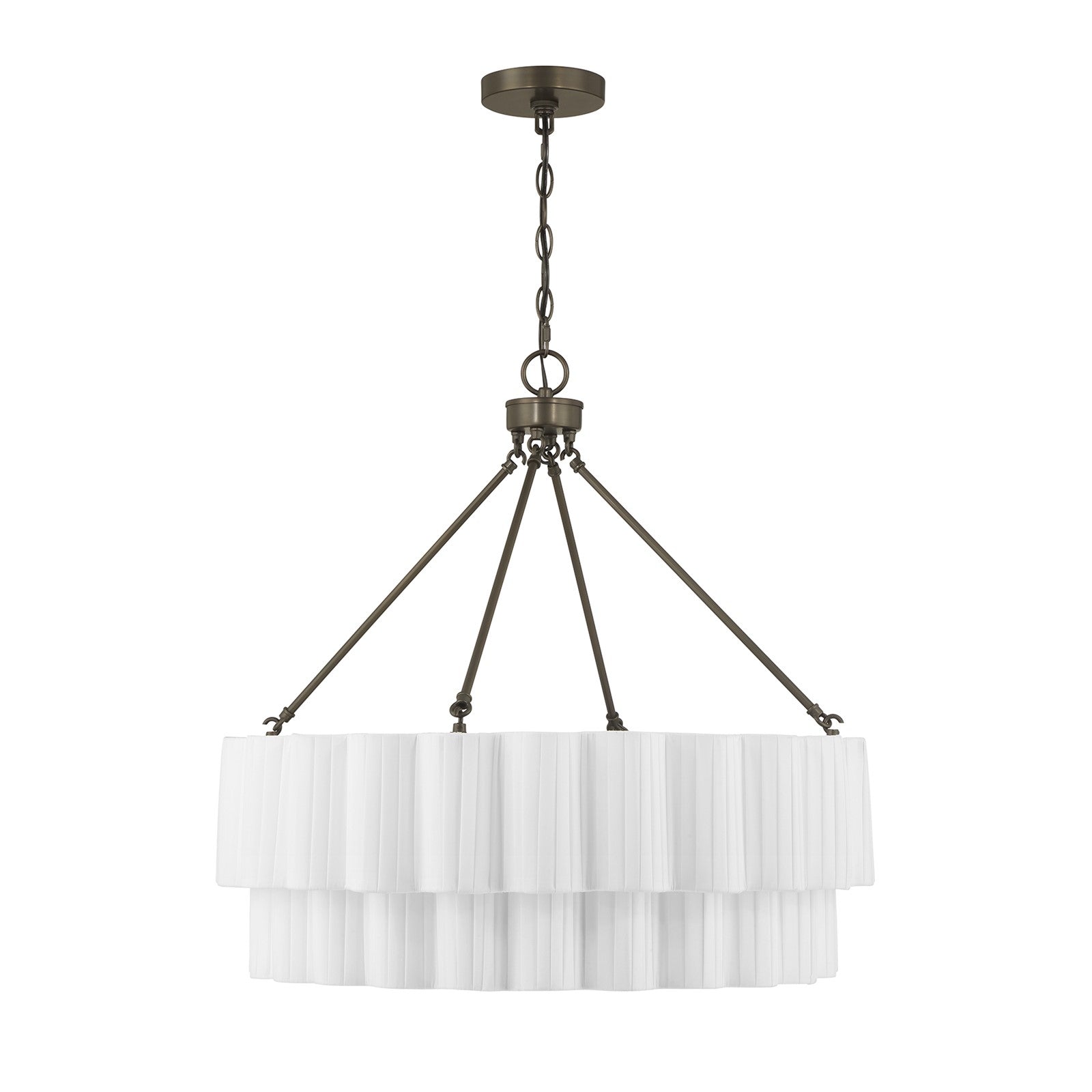 Savoy House Tucker 26in 4-Light Pendant | Soft Modern Mediterranean Bronze and White Pleated Fabric | Dining Room & Living Room | 26 in | Model 7-1999-4-15