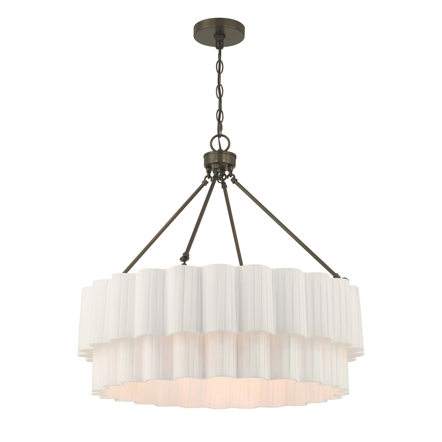 Savoy House Tucker 26in 4-Light Pendant | Soft Modern Mediterranean Bronze and White Pleated Fabric | Dining Room & Living Room | 26 in | Model 7-1999-4-15