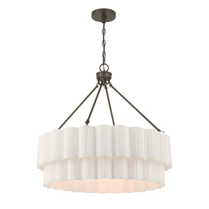 Savoy House Tucker 26in 4-Light Pendant | Soft Modern Mediterranean Bronze and White Pleated Fabric | Dining Room & Living Room | 26 in | Model 7-1999-4-15