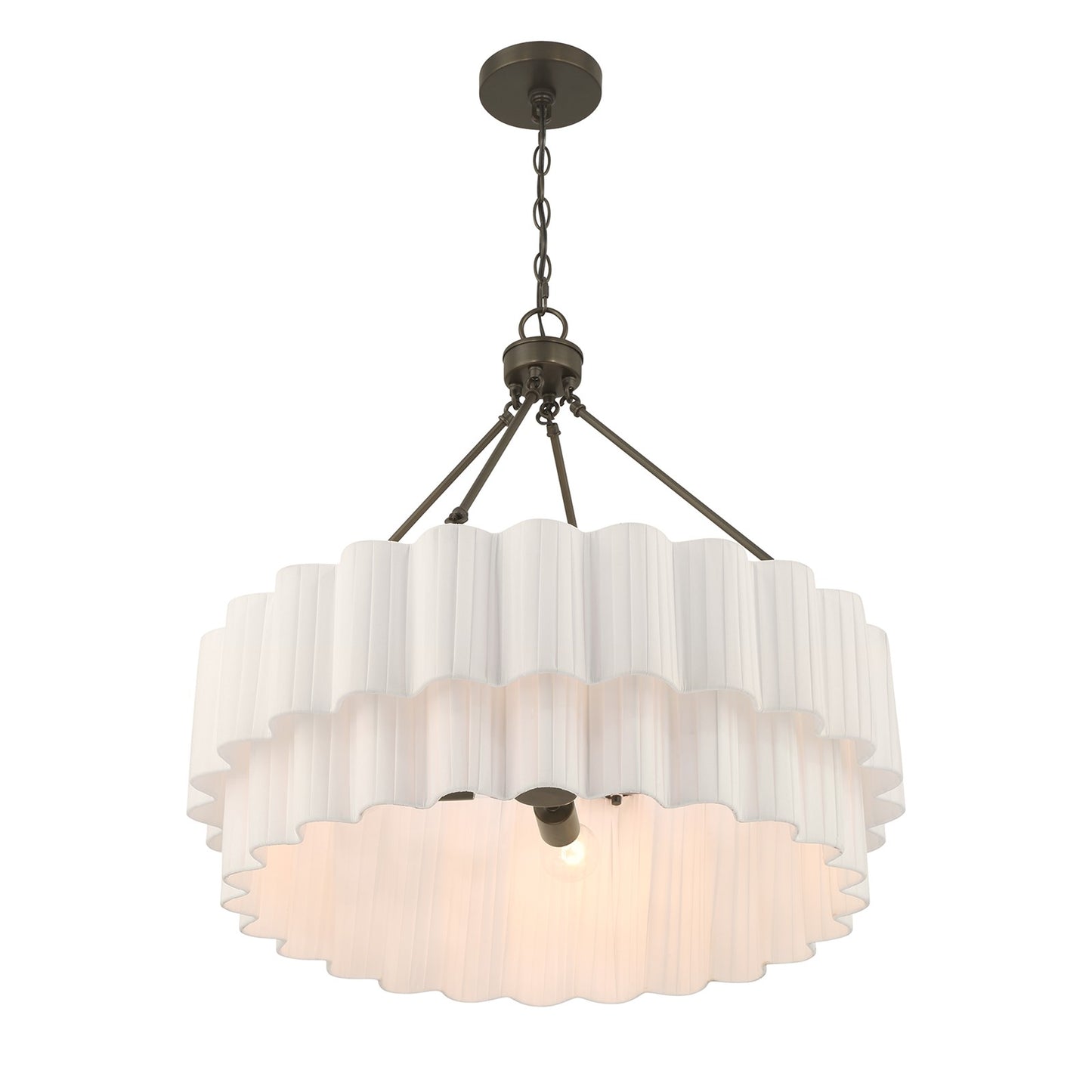 Savoy House Tucker 26in 4-Light Pendant | Soft Modern Mediterranean Bronze and White Pleated Fabric | Dining Room & Living Room | 26 in | Model 7-1999-4-15