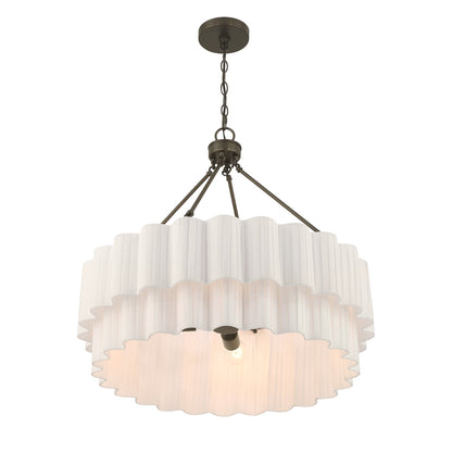 Savoy House Tucker 26in 4-Light Pendant | Soft Modern Mediterranean Bronze and White Pleated Fabric | Dining Room & Living Room | 26 in | Model 7-1999-4-15