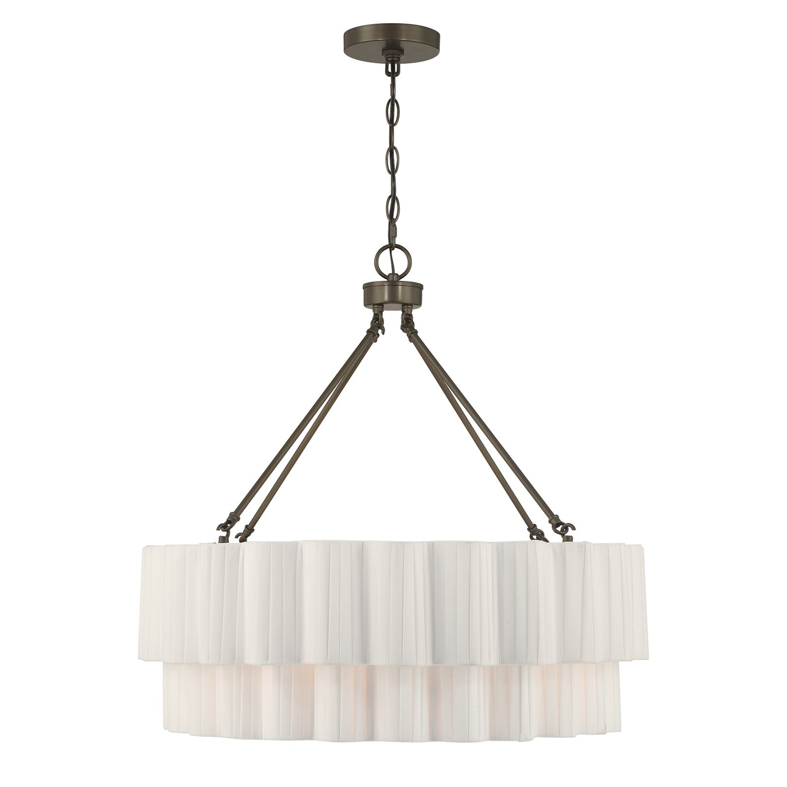 Savoy House Tucker 26in 4-Light Pendant | Soft Modern Mediterranean Bronze and White Pleated Fabric | Dining Room & Living Room | 26 in | Model 7-1999-4-15