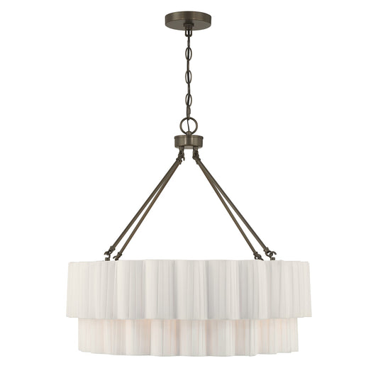 Savoy House Tucker 26in 4-Light Pendant | Soft Modern Mediterranean Bronze and White Pleated Fabric | Dining Room & Living Room | Model 7-1999-4-15