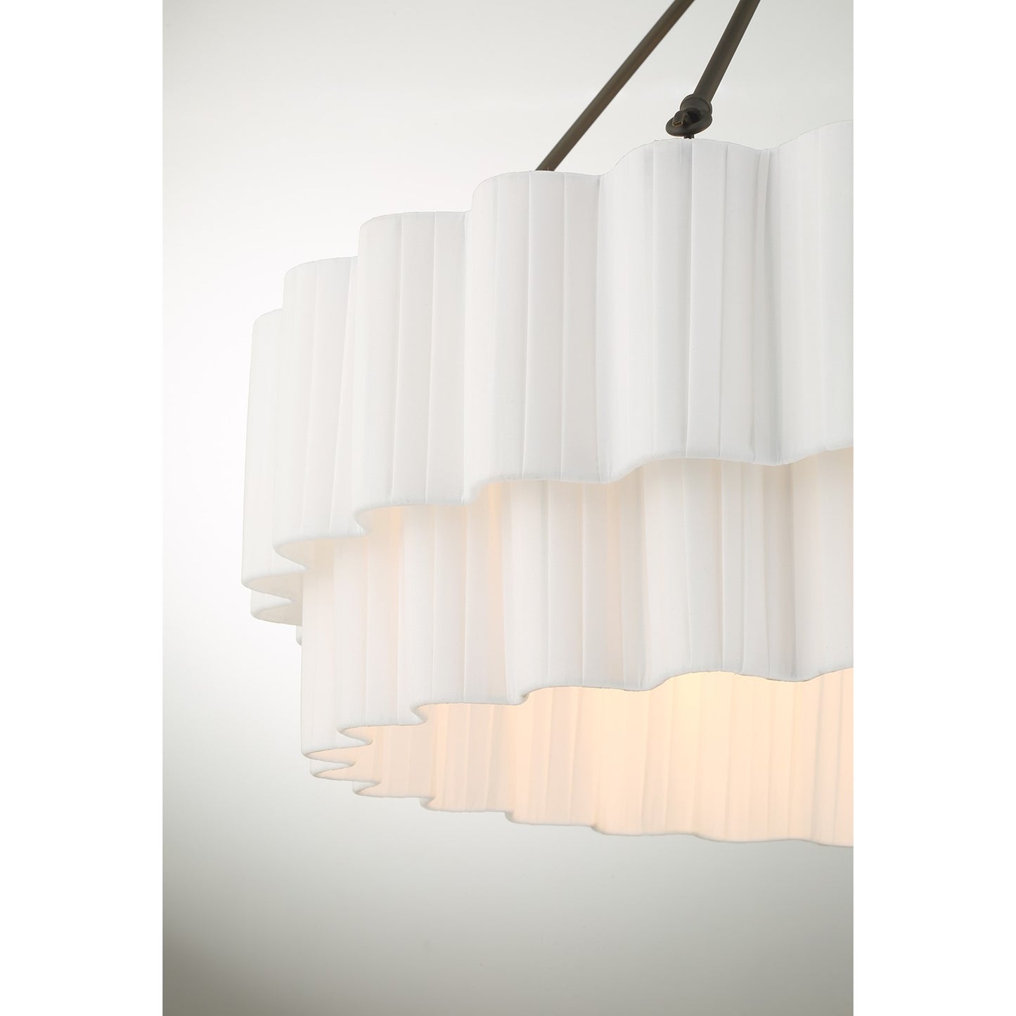 Savoy House Tucker 26in 4-Light Pendant | Soft Modern Mediterranean Bronze and White Pleated Fabric | Dining Room & Living Room | 26 in | Model 7-1999-4-15