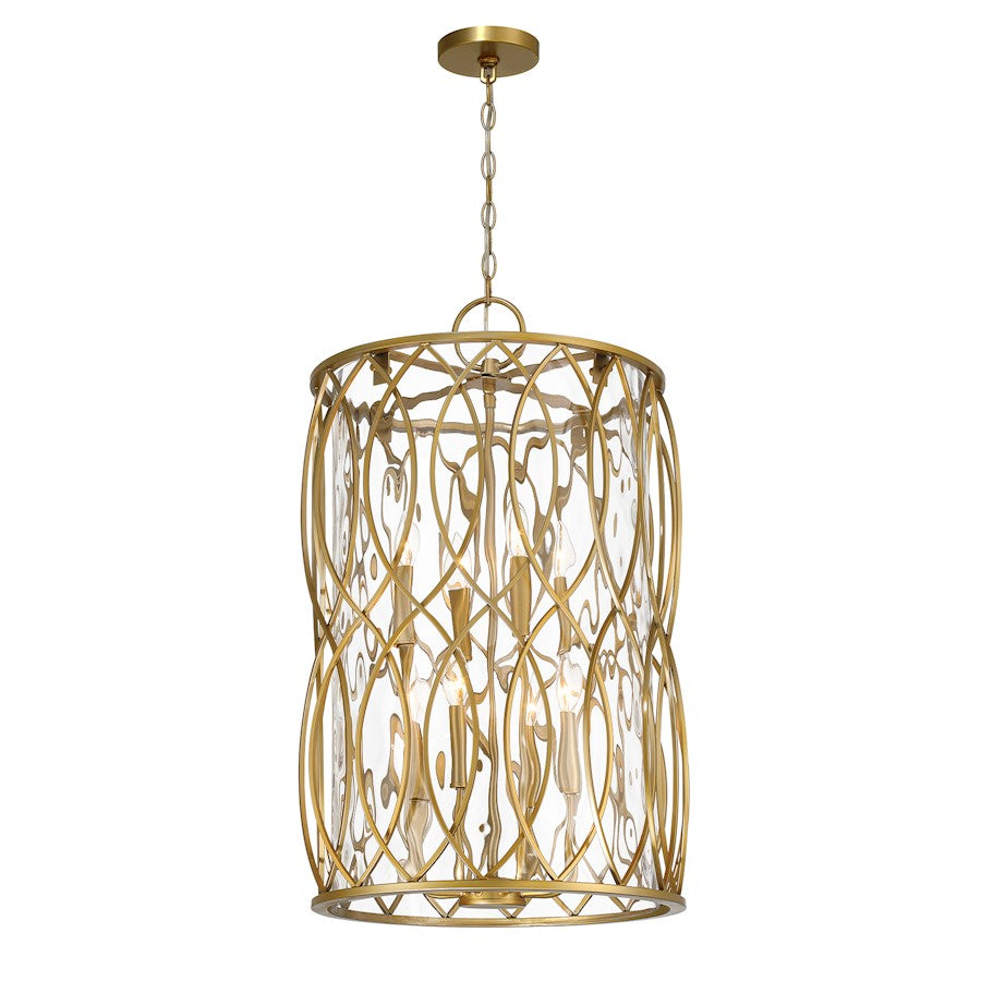 8 Light Pendant, Burnished Brass