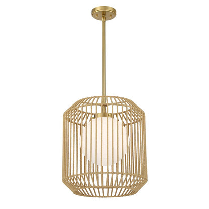 Savoy House Pastis 1 Light Pendant, Warm Brass/White