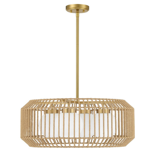 Savoy House Pastis 4 Light Pendant, Warm Brass/White