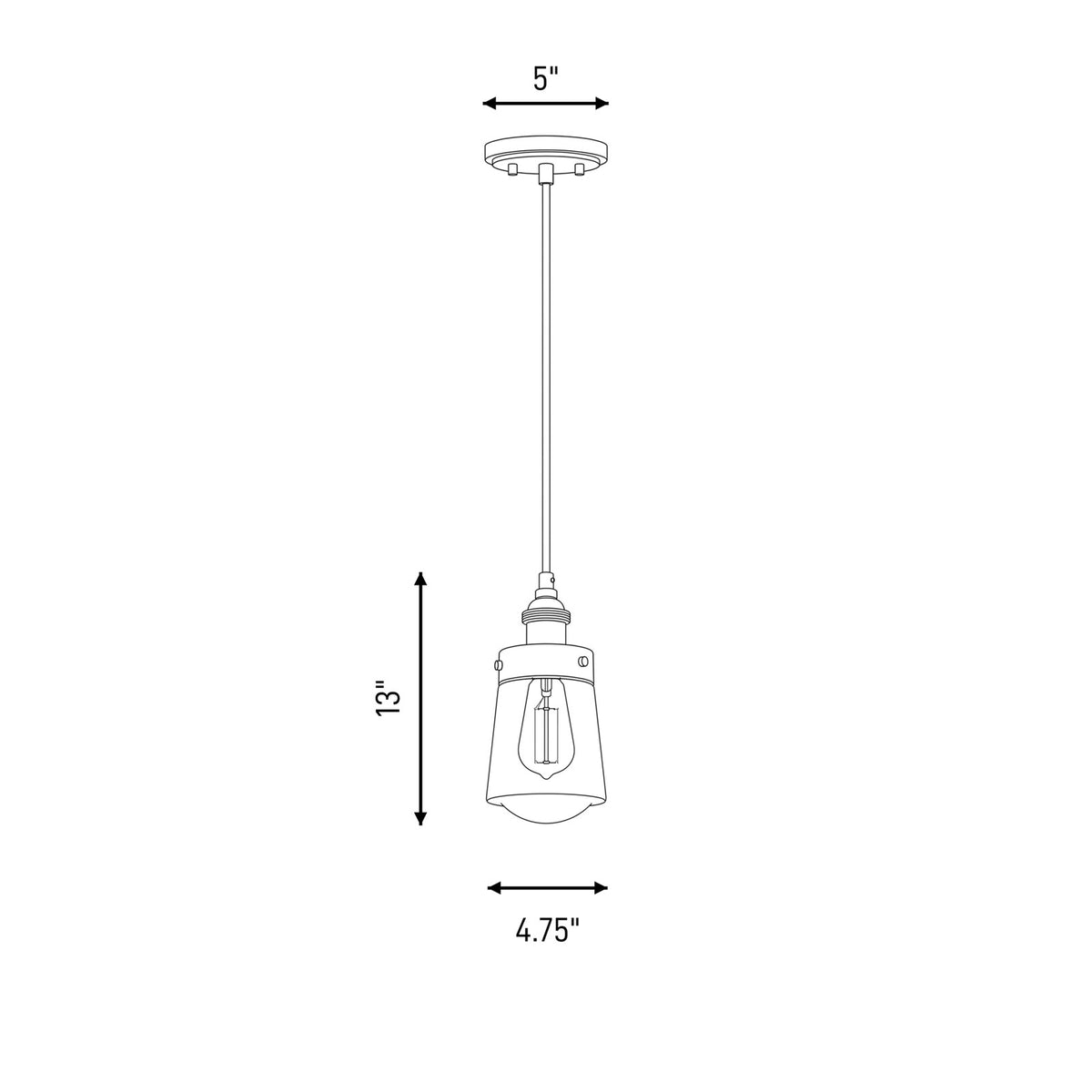 1 Light Mini Pendant, Vintage Black
