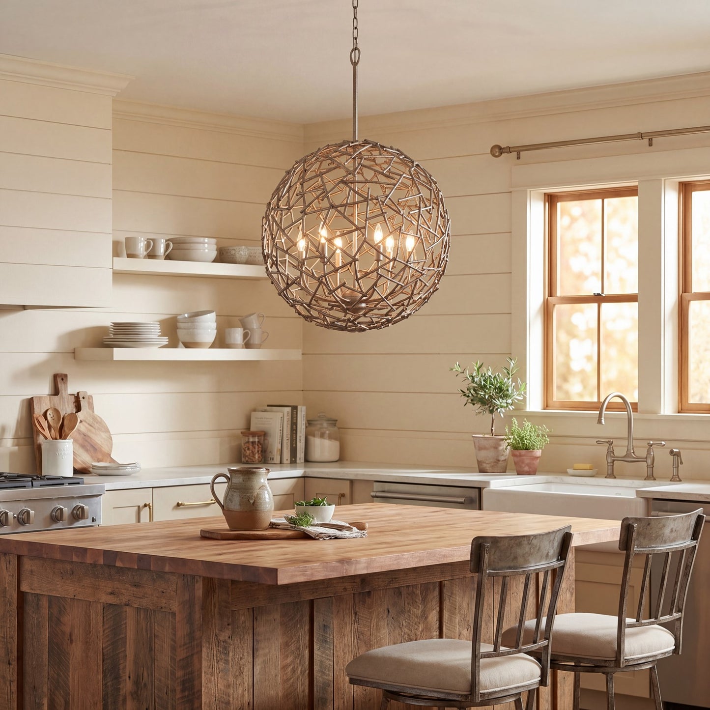 6 Light Pendant, Campagne Luxe