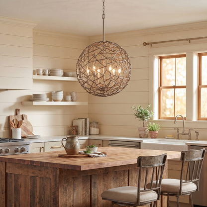 6 Light Pendant, Campagne Luxe
