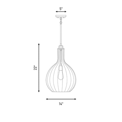 1 Light Pendant, Warm Brass