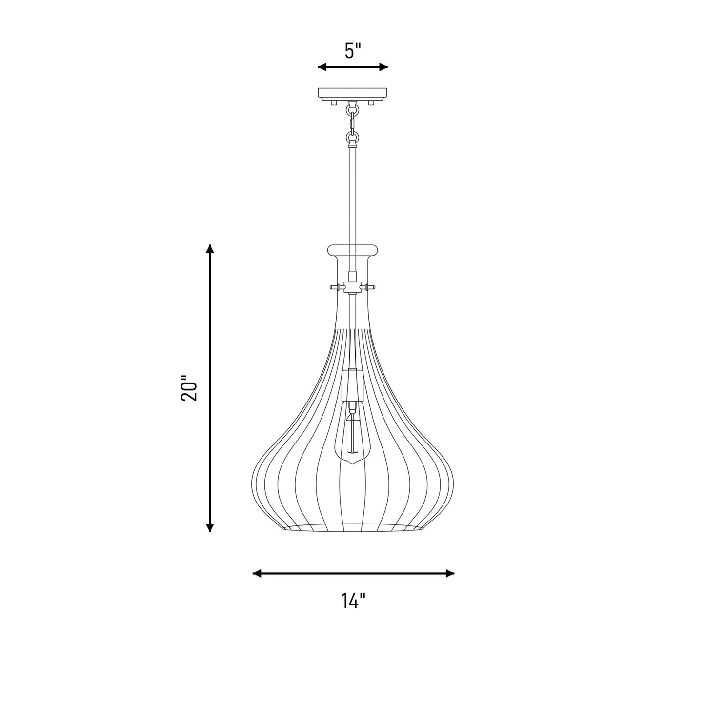 1 Light Pendant, Warm Brass
