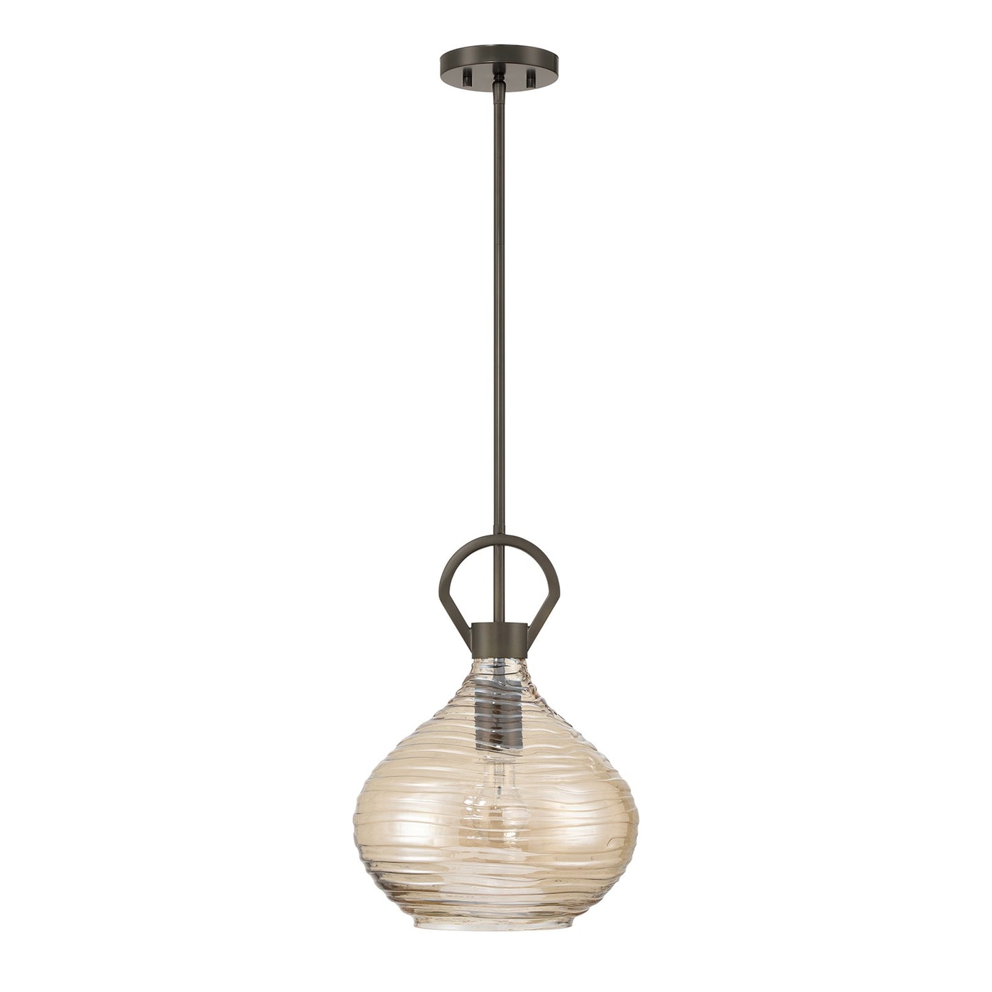 Savoy House Sheriden 12in 1-Light Pendant | Artisanal Modern Mediterranean Bronze and Bronze Rippled Glass | Kitchen Island & Dining | Model 7-2275-1-15
