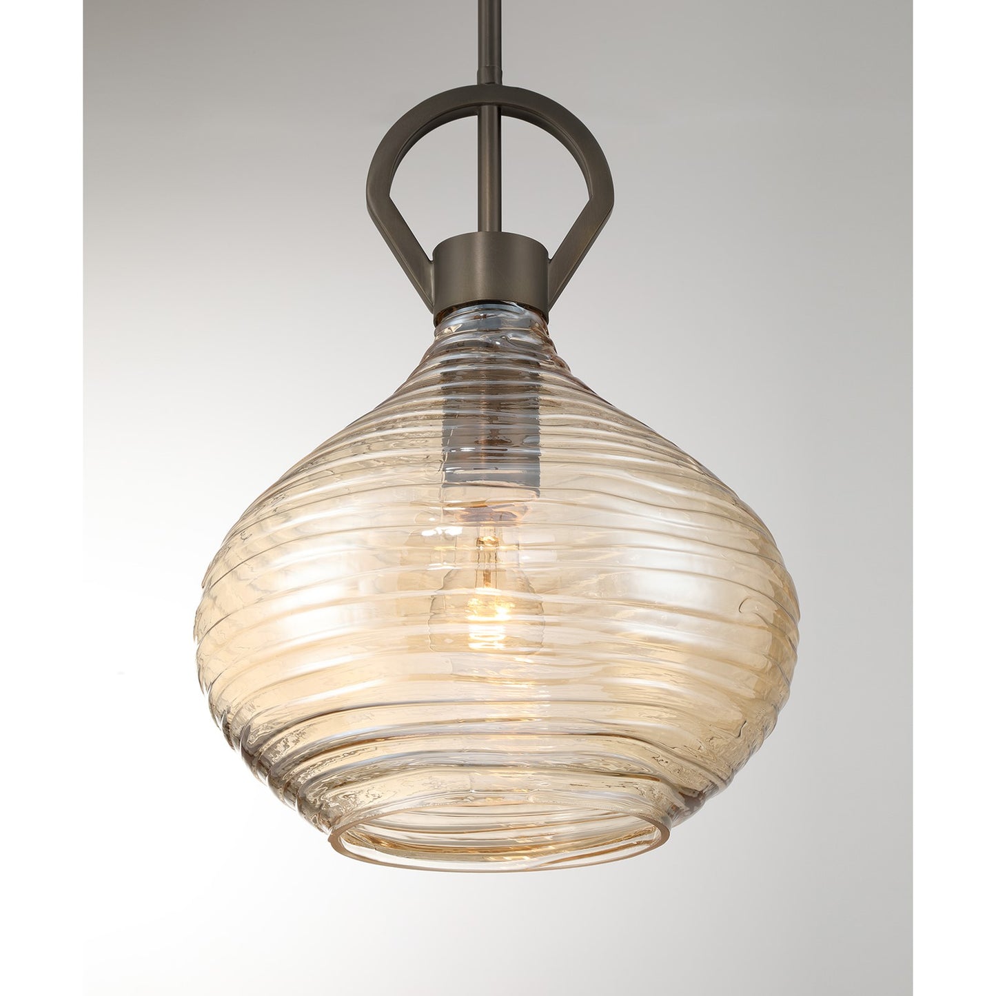 Savoy House Sheriden 12in 1-Light Pendant | Artisanal Modern Mediterranean Bronze and Bronze Rippled Glass | Kitchen Island & Dining | Model 7-2275-1-15