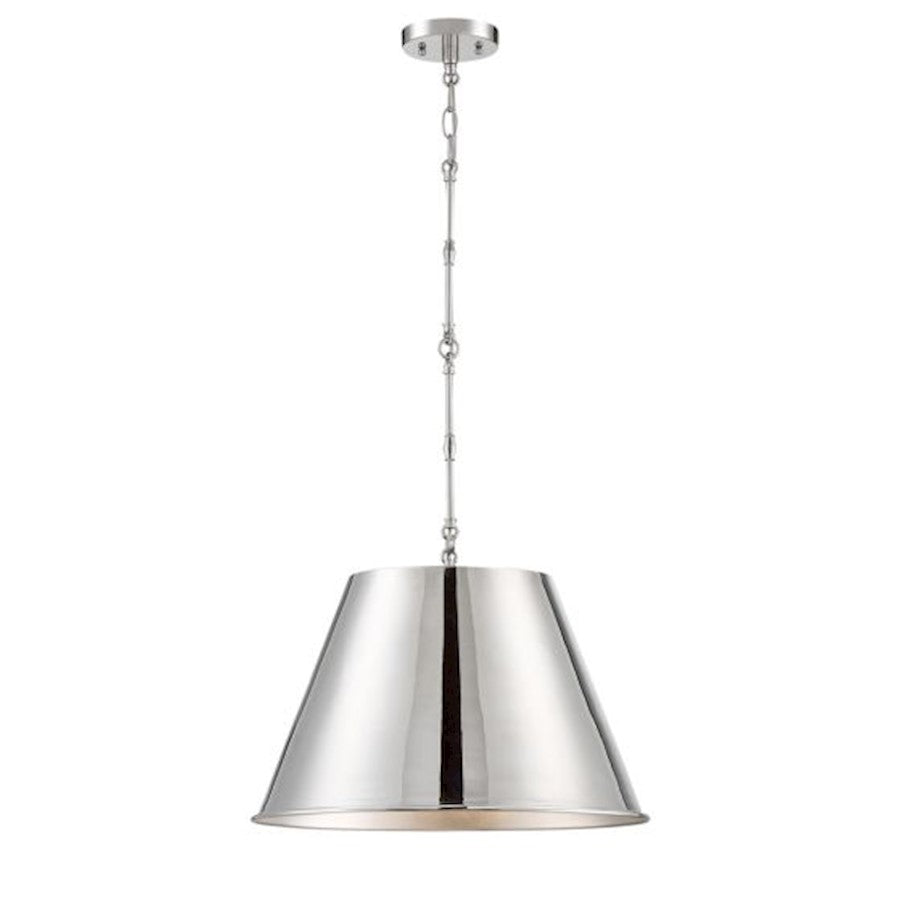 1 Light 13" Pendant, Polished Nickel