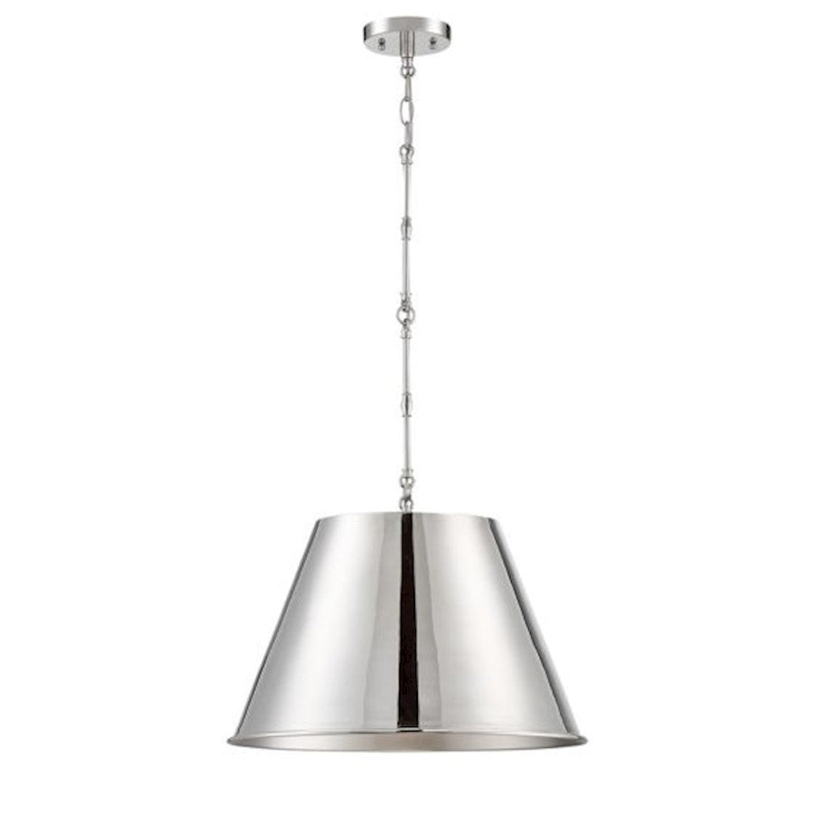 1 Light 13" Pendant, Polished Nickel
