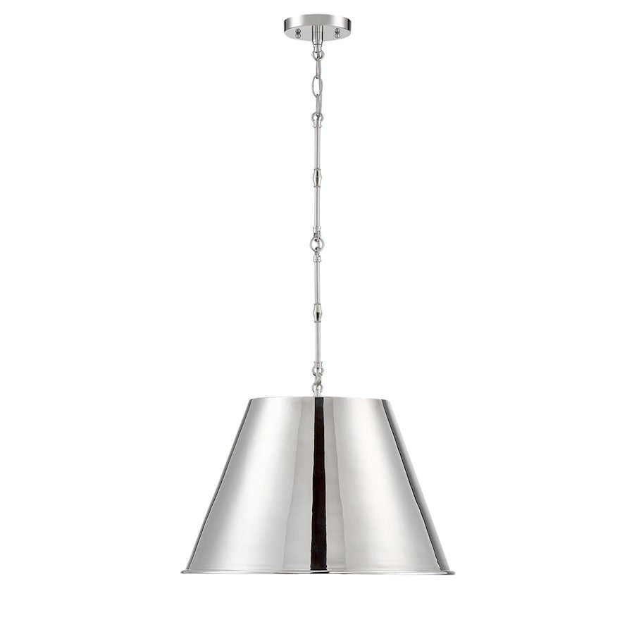 1 Light 13" Pendant, Polished Nickel