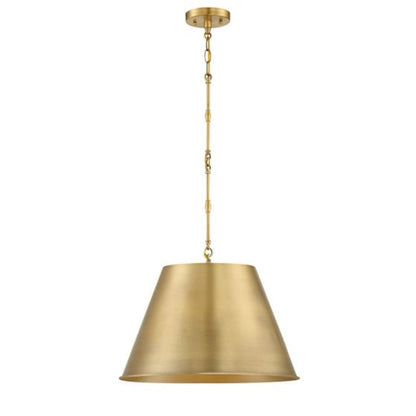 1 Light 13" Pendant, Warm Brass