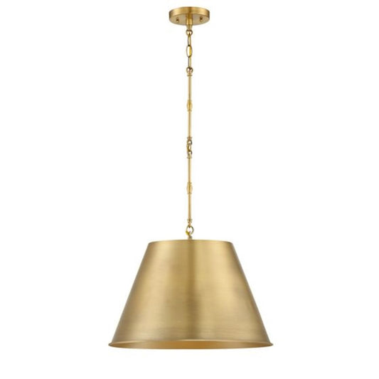 1 Light 13" Pendant, Warm Brass