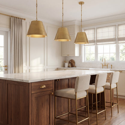1 Light 13" Pendant, Warm Brass
