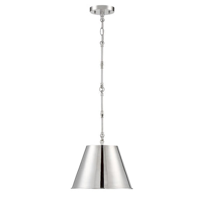 1 Light 8.5" Pendant, Polished Nickel