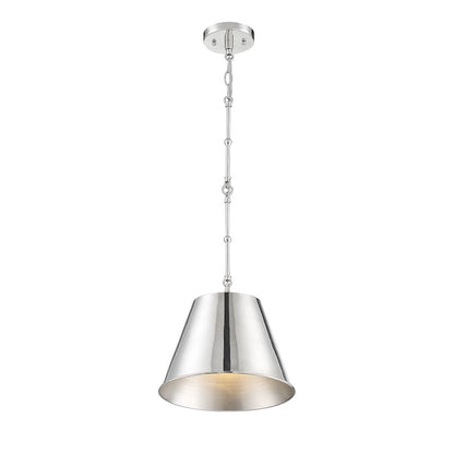 1 Light 8.5" Pendant, Polished Nickel