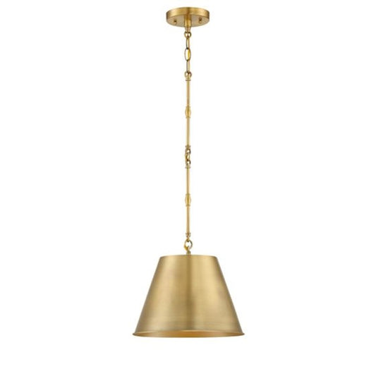 1 Light 8.5" Pendant, Warm Brass