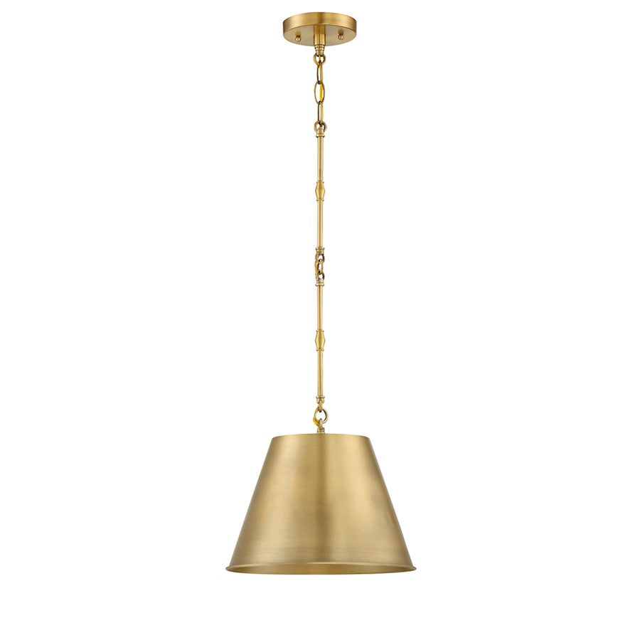 1 Light 8.5" Pendant, Warm Brass