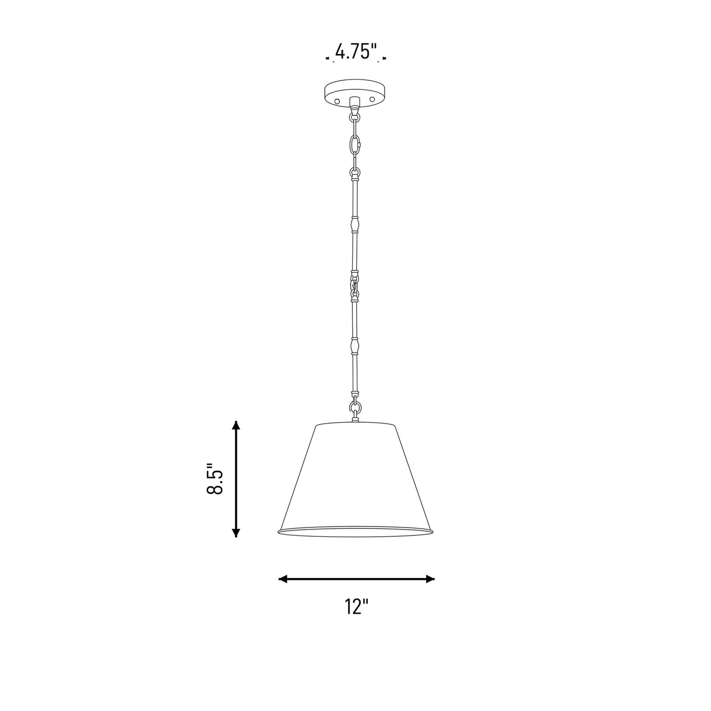 1 Light 8.5" Pendant, Warm Brass