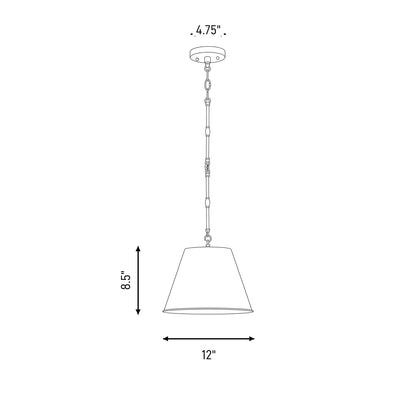 1 Light 8.5" Pendant, Warm Brass