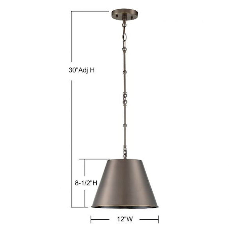 1 Light 8.5" Pendant, Old Bronze