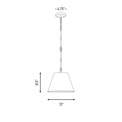 1 Light 8.5" Pendant, Matte Black