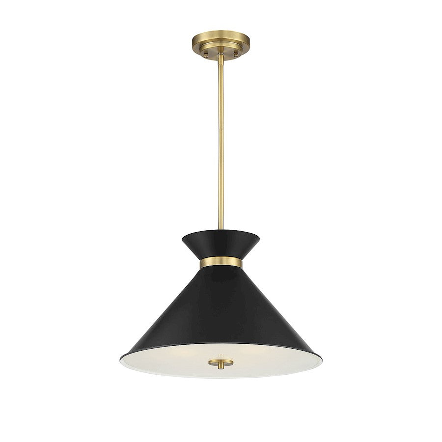 Savoy House Lamar 3-Light Pendant, Matte Black/Warm Brass Accents - 7-2416-3-143