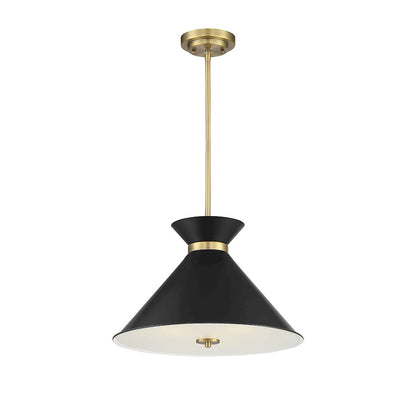 Savoy House Lamar 3-Light Pendant, Matte Black/Warm Brass Accents - 7-2416-3-143