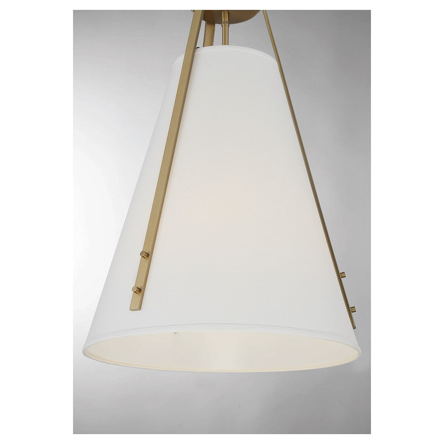 4 Light Pendant, Warm Brass