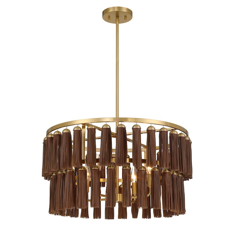 Savoy House Aquitane 4 Light Pendant, Warm Brass
