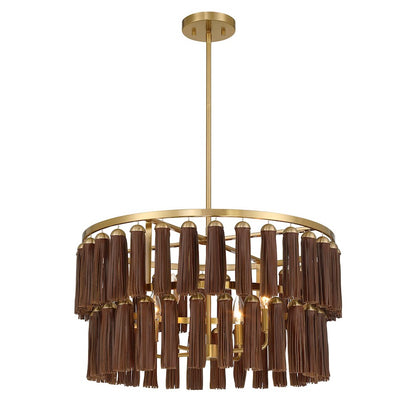 Savoy House Aquitane 4 Light Pendant, Warm Brass