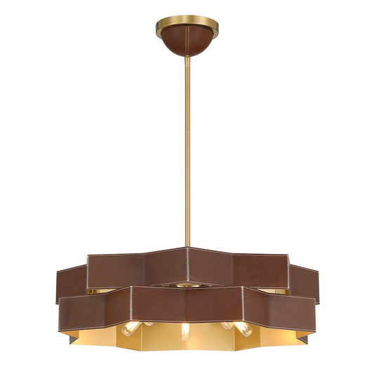 Savoy House Atherton 5 Light Pendant, Warm Brass