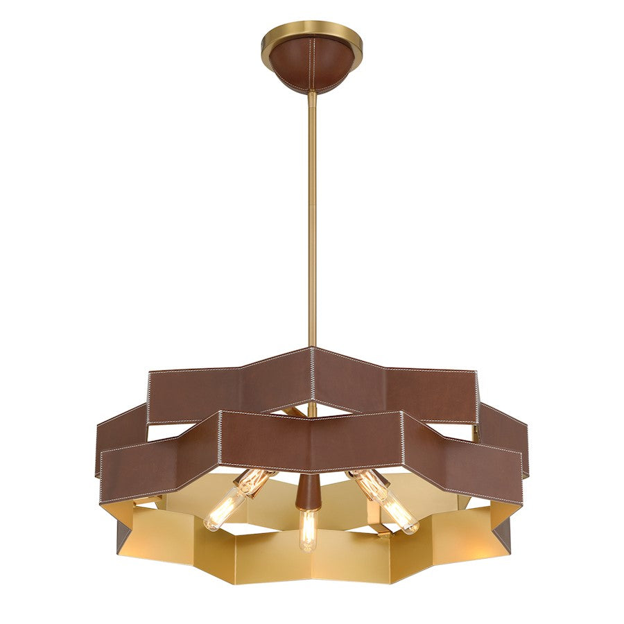 Savoy House Atherton 5 Light Pendant, Warm Brass