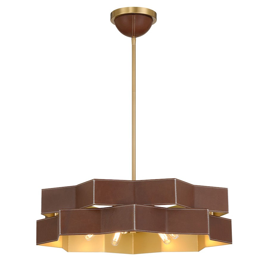 Savoy House Atherton 5 Light Pendant, Warm Brass