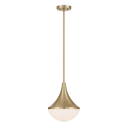 Savoy House Ogdon 12in 1-Light Pendant | Soft Modern Noble Brass and Opal White Glass | Kitchen Island & Dining Room | 12 x 12 x 13 in | Model 7-2777-1-127