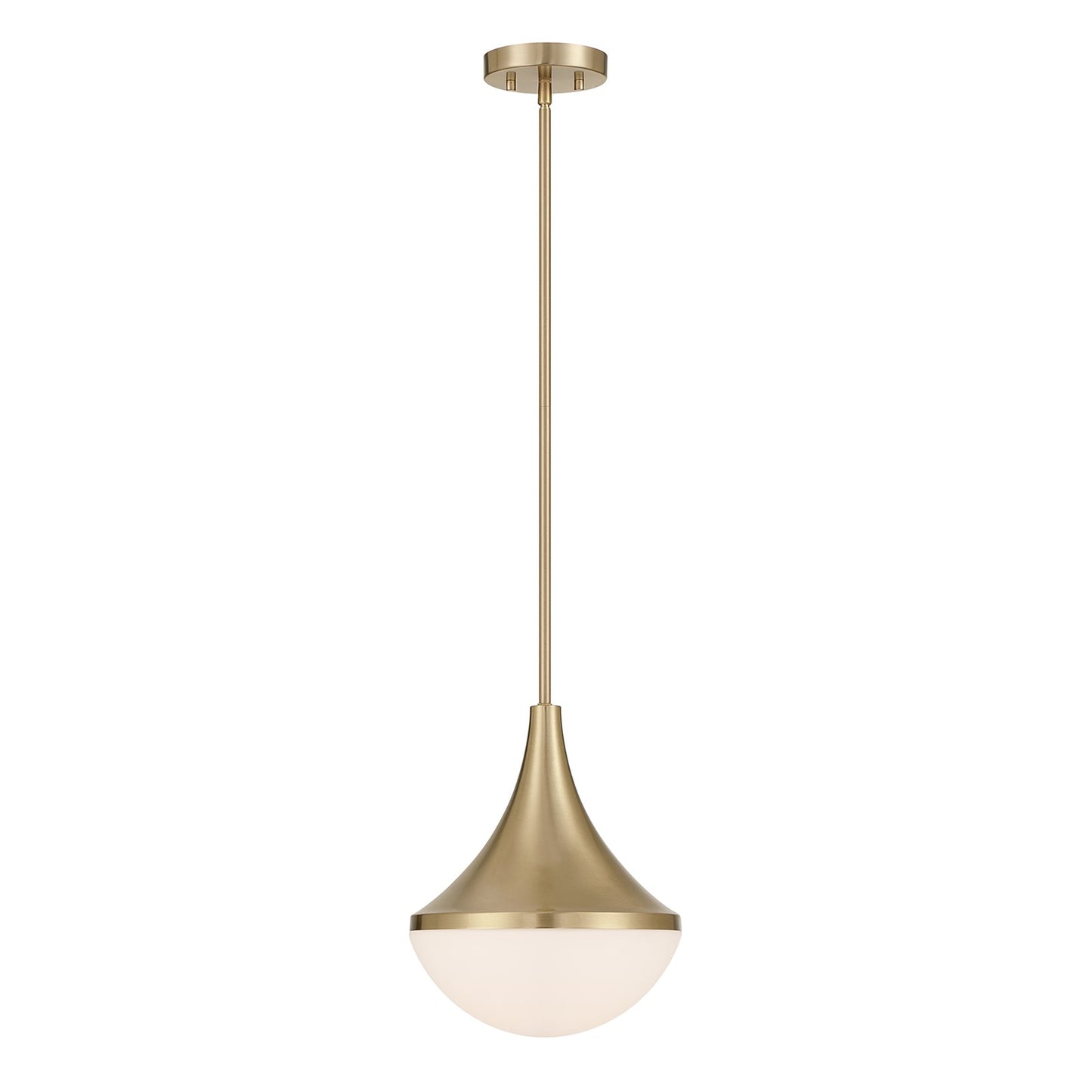 Savoy House Ogdon 12in 1-Light Pendant | Soft Modern Noble Brass and Opal White Glass | Kitchen Island & Dining Room | 12 x 12 x 13 in | Model 7-2777-1-127