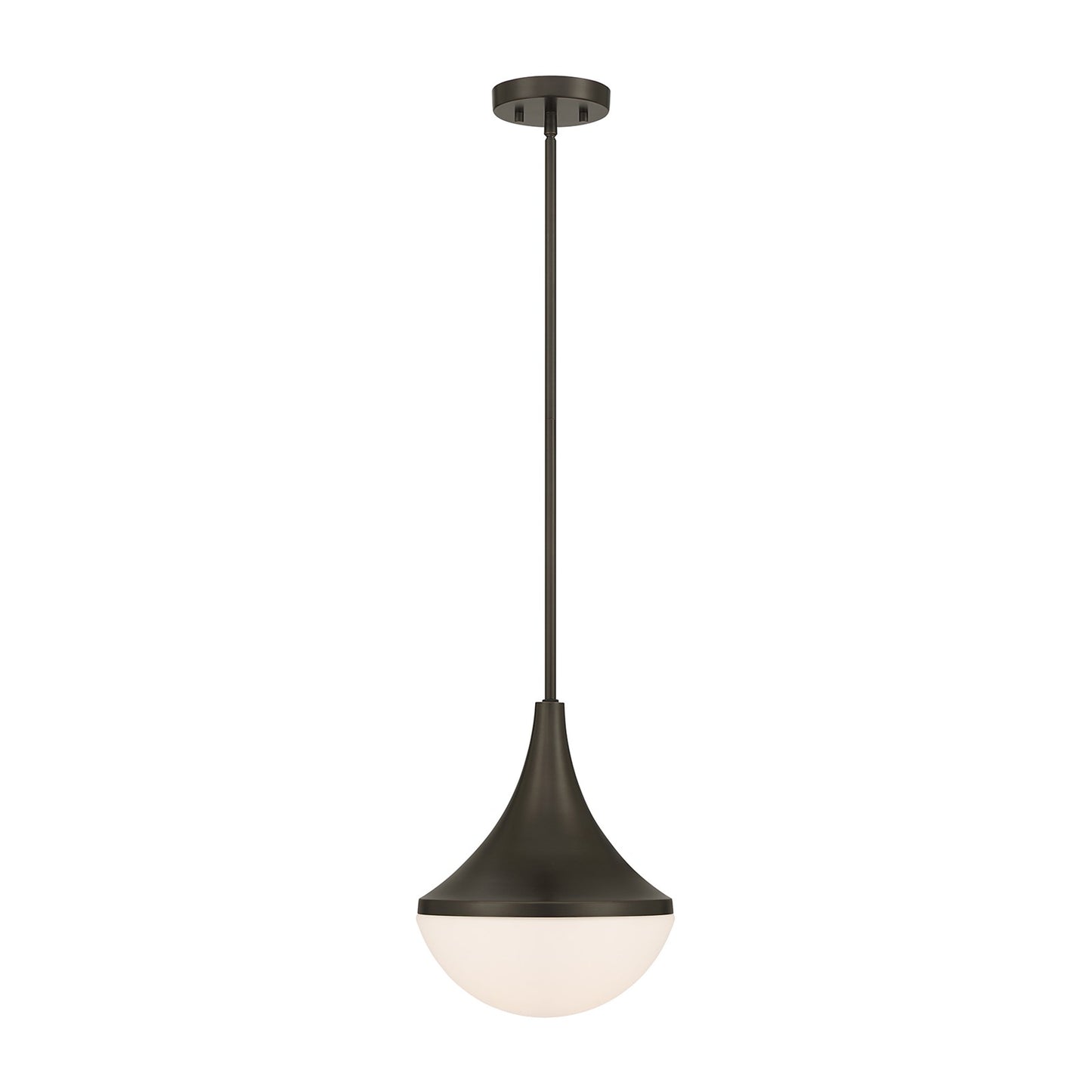Savoy House Ogdon 12in 1-Light Pendant | Soft Modern Mediterranean Bronze and Opal White Glass | Kitchen Island & Dining Room | 12 in | Model 7-2777-1-15