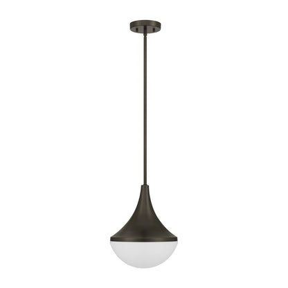Savoy House Ogdon 12in 1-Light Pendant | Soft Modern Mediterranean Bronze and Opal White Glass | Kitchen Island & Dining Room | 12 in | Model 7-2777-1-15