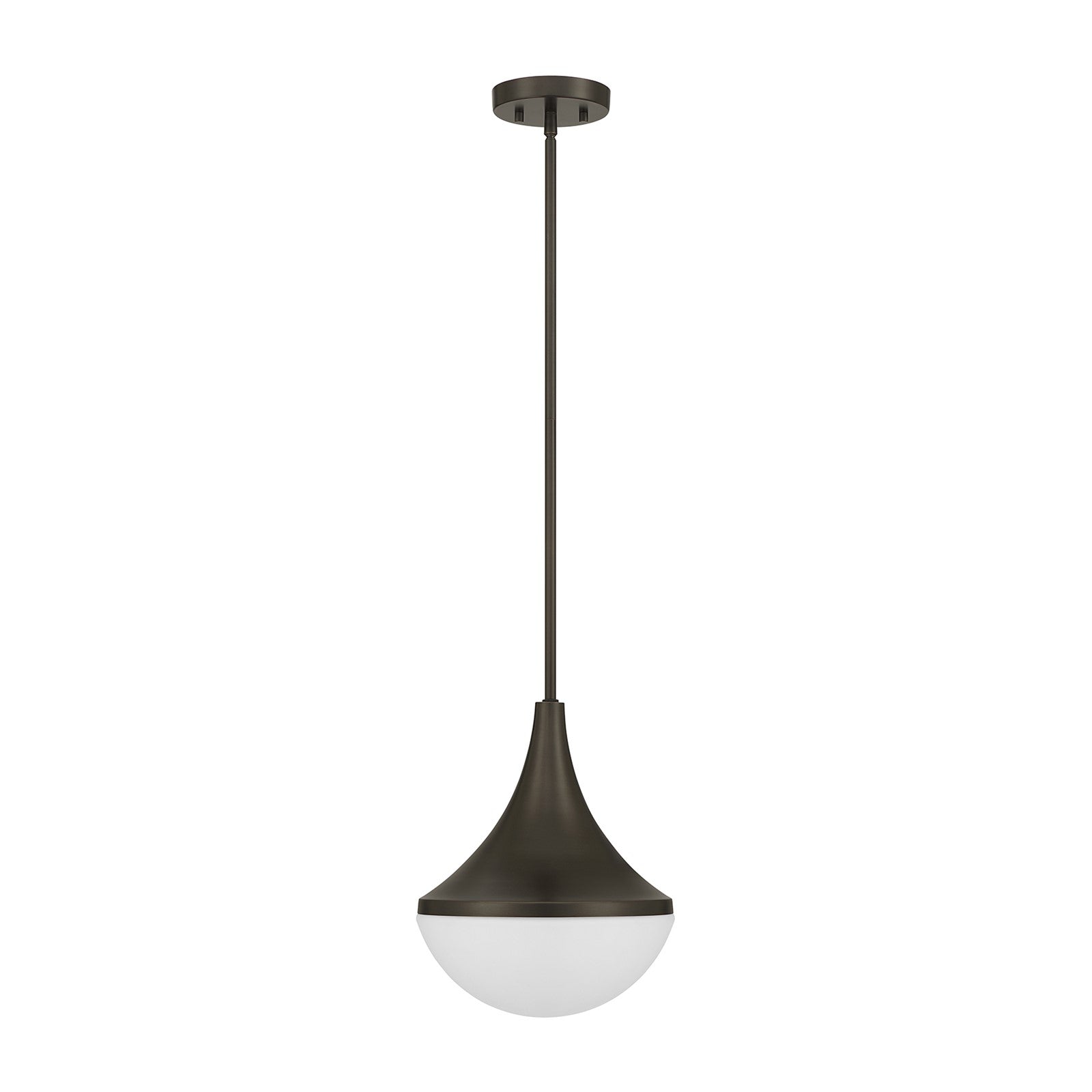 Savoy House Ogdon 12in 1-Light Pendant | Soft Modern Mediterranean Bronze and Opal White Glass | Kitchen Island & Dining Room | 12 in | Model 7-2777-1-15