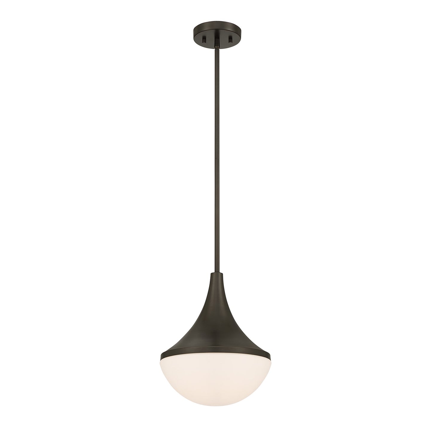 Savoy House Ogdon 12in 1-Light Pendant | Soft Modern Mediterranean Bronze and Opal White Glass | Kitchen Island & Dining Room | 12 in | Model 7-2777-1-15