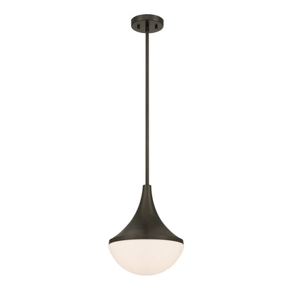 Savoy House Ogdon 12in 1-Light Pendant | Soft Modern Mediterranean Bronze and Opal White Glass | Kitchen Island & Dining Room | 12 in | Model 7-2777-1-15