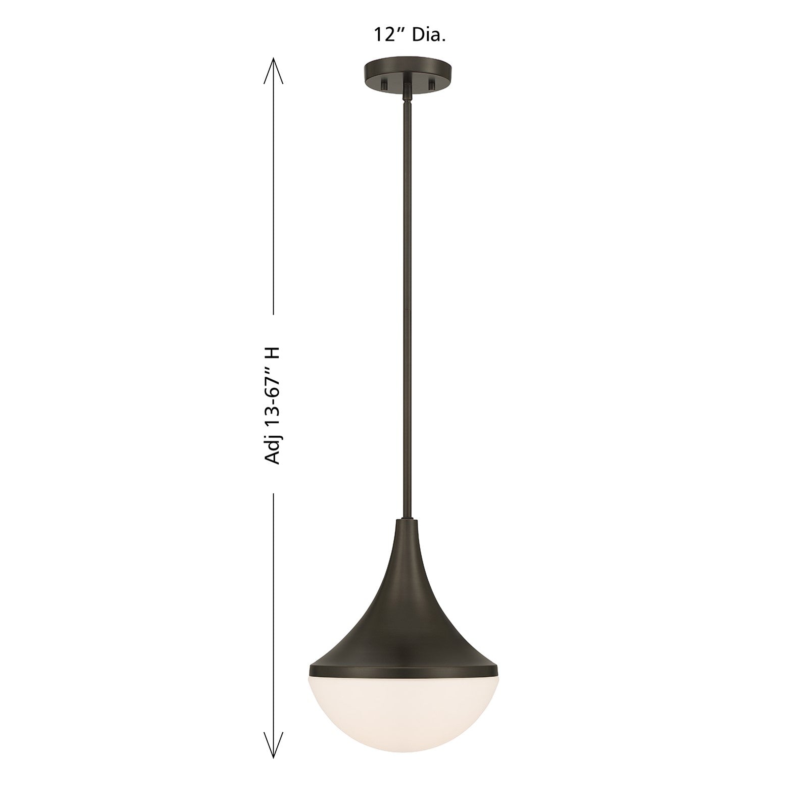 Savoy House Ogdon 12in 1-Light Pendant | Soft Modern Mediterranean Bronze and Opal White Glass | Kitchen Island & Dining Room | 12 in | Model 7-2777-1-15