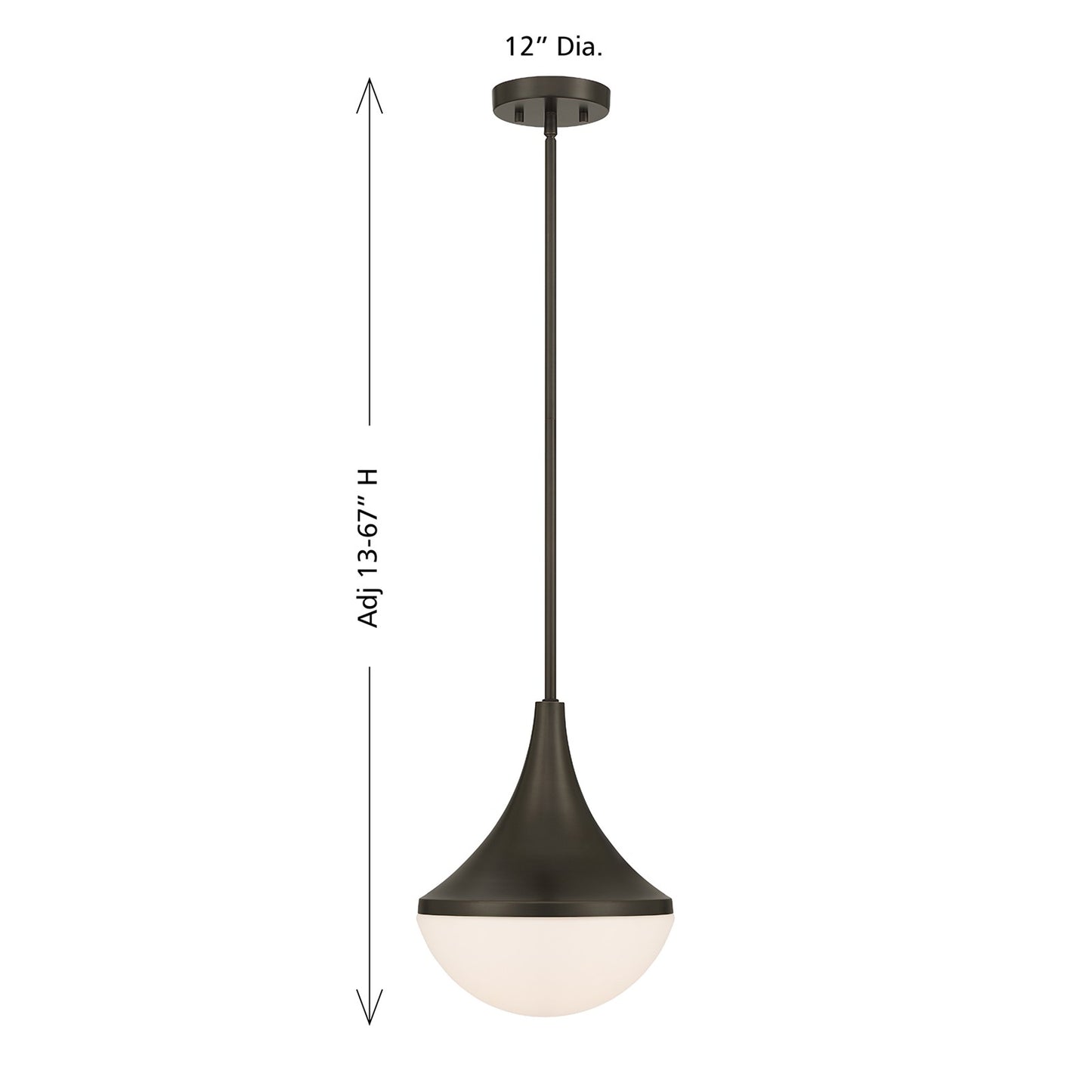 Savoy House Ogdon 12in 1-Light Pendant | Soft Modern Mediterranean Bronze and Opal White Glass | Kitchen Island & Dining Room | 12 in | Model 7-2777-1-15